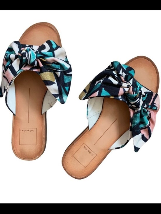 Dolce Vita Shoes - Dolce Vita Parin Teal & Pink Knot Bow Slide Sandals Size 9 Tropical Resortwear